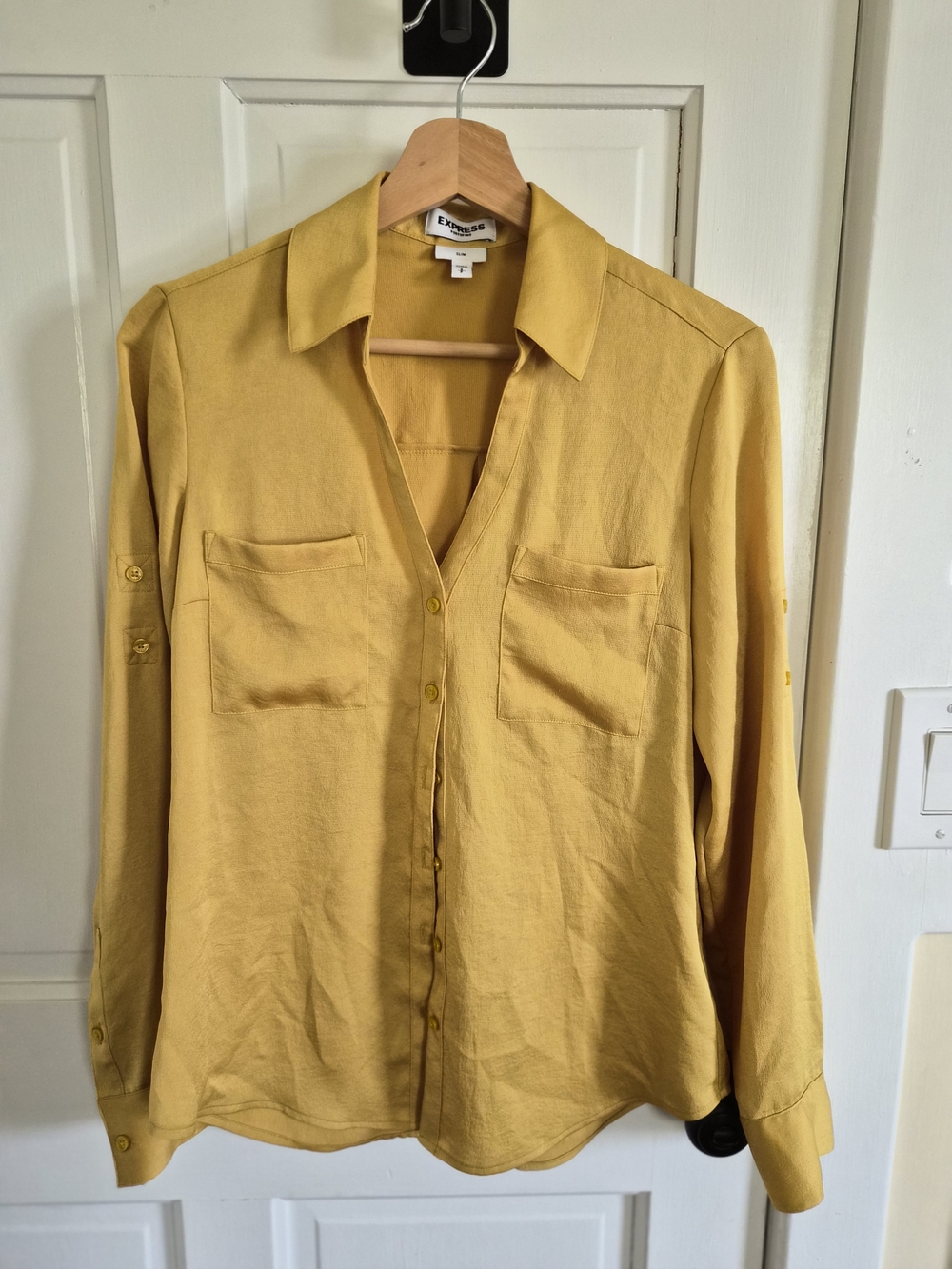 Express Golden Yellow Button-Front Women's Shirt
